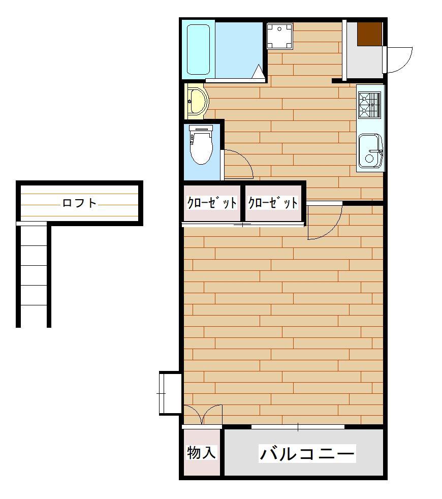 ブリランテ金丸小路(1K/1階)の間取り写真