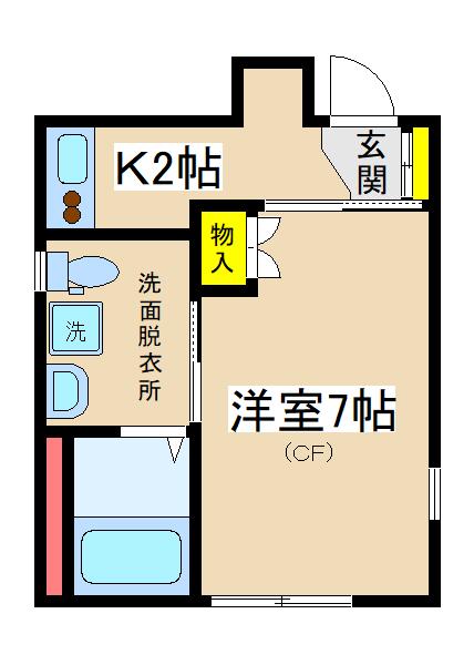 ライズウィング(1K/2階)の間取り写真