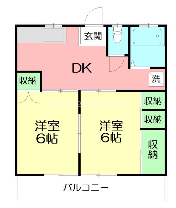 ヴィラガーデン(2DK/2階)の間取り写真
