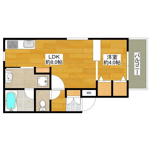 パロス江坂垂水町アイシア(1LDK/1階)の間取り写真