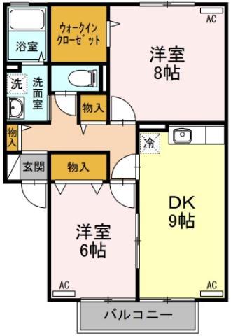 STREAM VILLAGE A棟(2DK/2階)の間取り写真