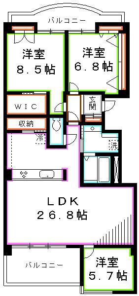 ビューテラス吉祥寺(3LDK/4階)の間取り写真