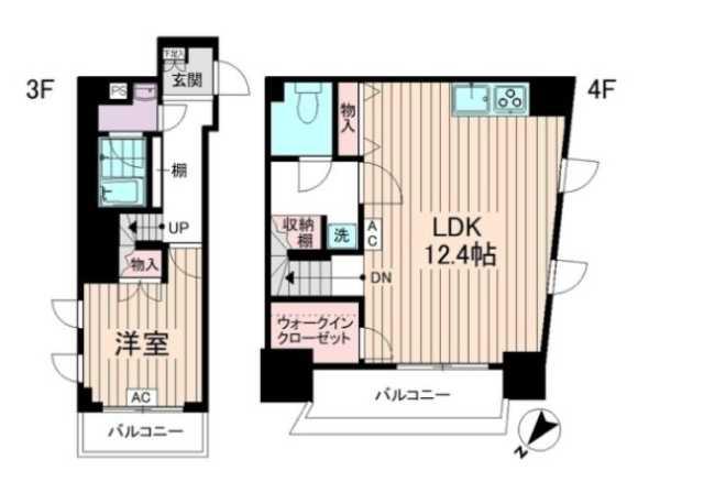 クオーレ西新宿(1LDK/3階)の間取り写真