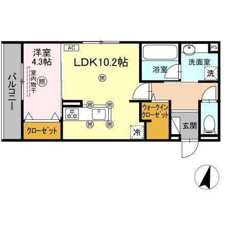 フィオーレ(1LDK/2階)の間取り写真