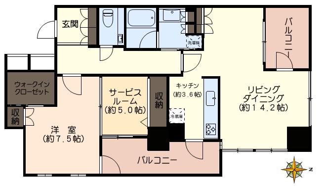 コートレジデントタワー(1SLDK/10階)の間取り写真