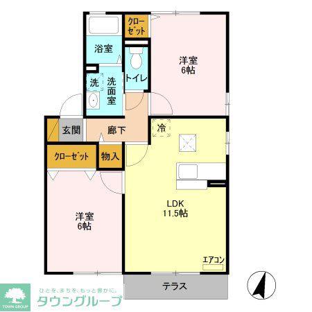 サンパークII C(2LDK/1階)の間取り写真