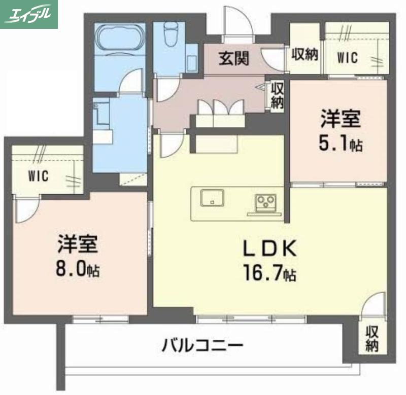 カーサ・カリダ(2LDK/3階)の間取り写真