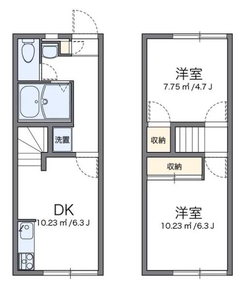 レオパレスAKIRA(2DK/1階)の間取り写真