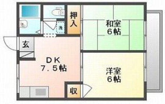 コーポニューライフ(2DK/2階)の間取り写真