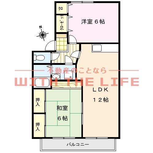 グリーンタウン津留崎(2LDK/2階)の間取り写真