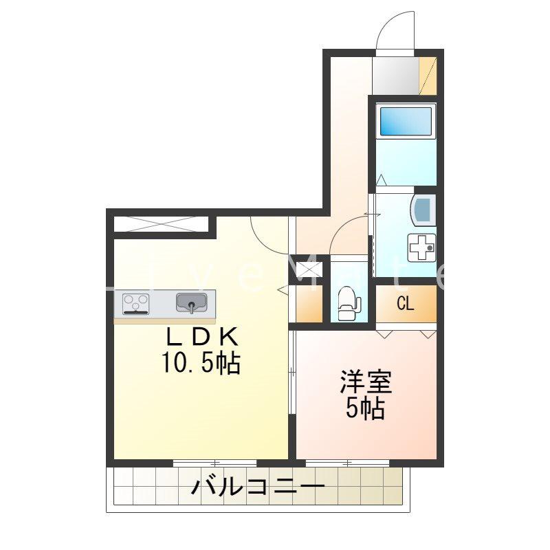 ベレタ歌敷山(1LDK/2階)の間取り写真