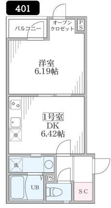アンベリール北小岩(1DK/4階)の間取り写真