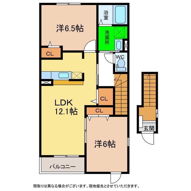 アンジェリカ A・B・C(2LDK/2階)の間取り写真
