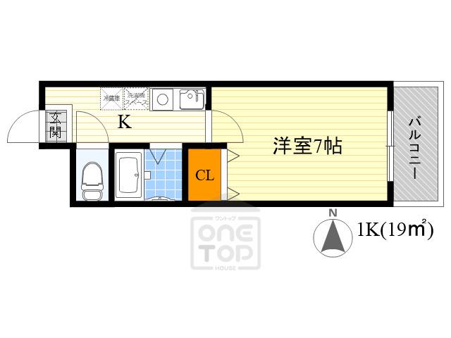 ハイツ岩本(1K/1階)の間取り写真