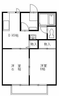 ひまわり E(2DK/1階)の間取り写真
