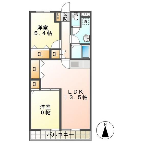 レインボーズマンション近藤(2LDK/1階)の間取り写真