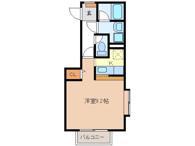 大谷ヴィラ(1K/1階)の間取り写真