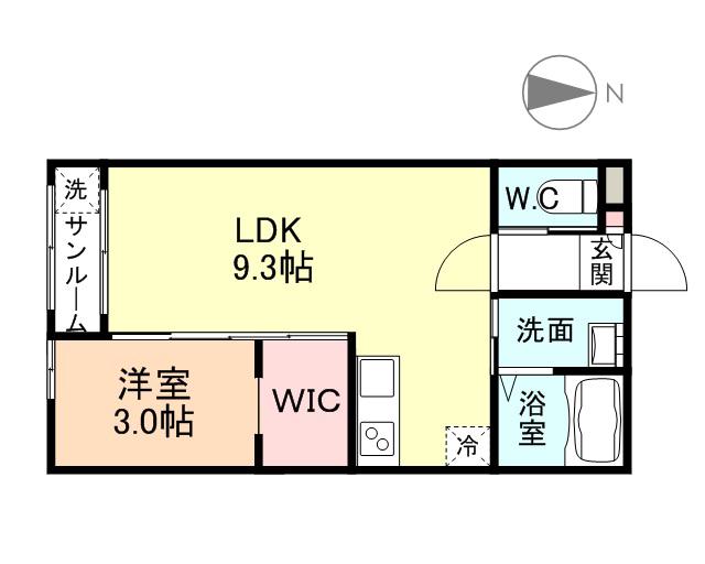 MAHALO(1LDK/1階)の間取り写真
