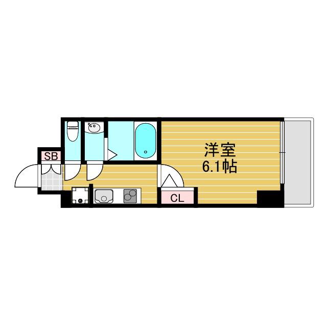 エムブイインプ新大阪(1K/4階)の間取り写真