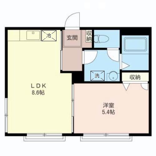 コートビレジB(1LDK/2階)の間取り写真