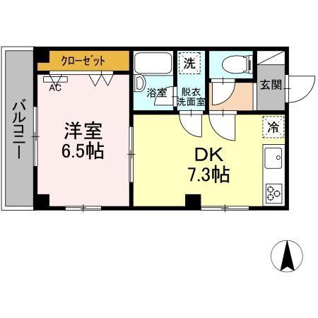 イレール並木(1DK/3階)の間取り写真