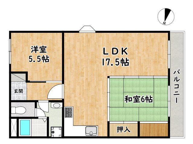 シティハイツ立花1(2LDK/7階)の間取り写真