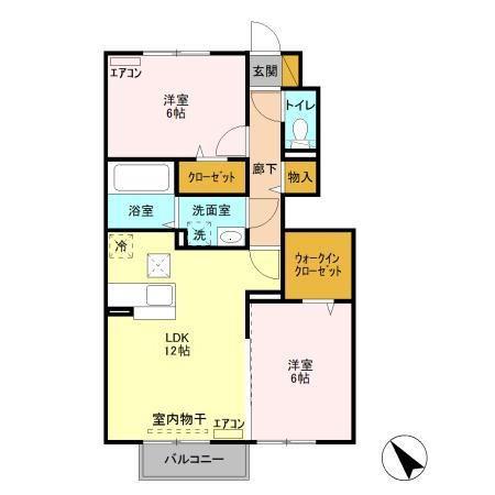 グランドゥール大野原 II(2LDK/1階)の間取り写真