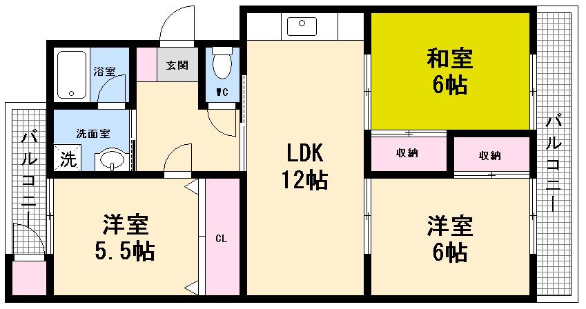 K・B・M井口台(3LDK/1階)の間取り写真