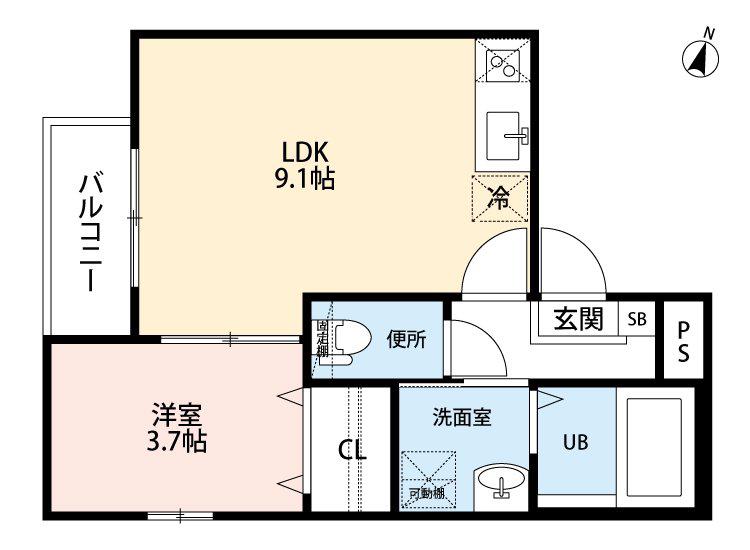 ラポート日比野(1LDK/3階)の間取り写真