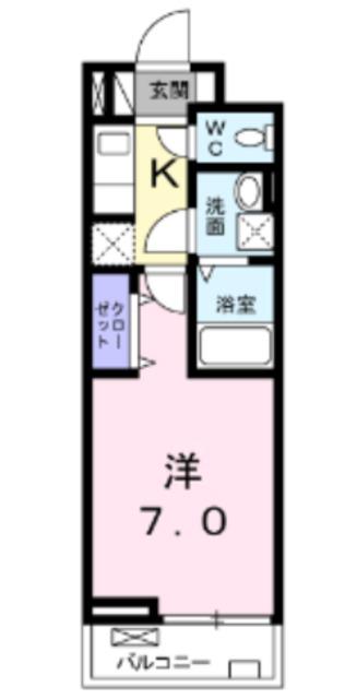 クラッテーロ 八王子(1K/3階)の間取り写真