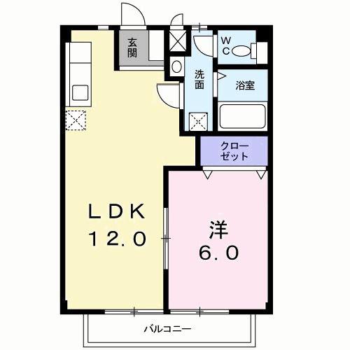ガーデンヒルズIII(1LDK/2階)の間取り写真