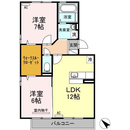 HIMIKO(2LDK/2階)の間取り写真