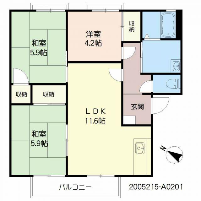 ファミール真木A棟(3LDK/2階)の間取り写真