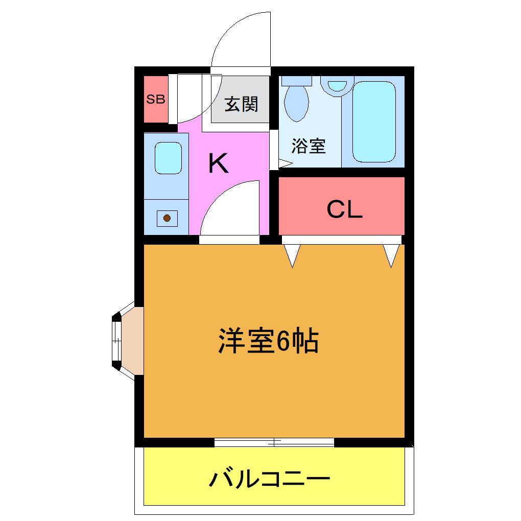 ビィレッジカウベル(1K/2階)の間取り写真
