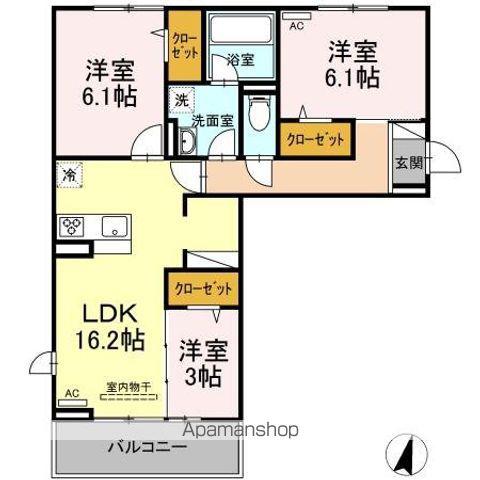 LECHE鳥追(3LDK/2階)の間取り写真