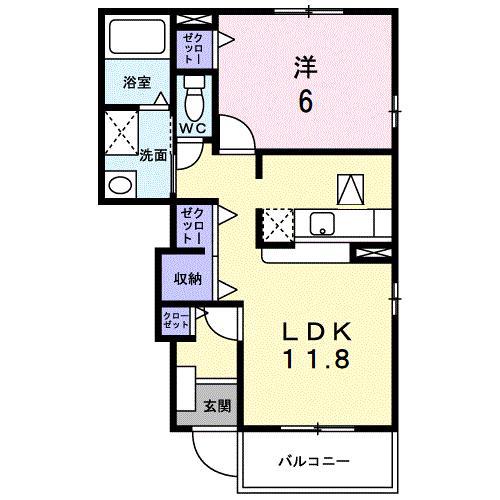 サン リット(1LDK/1階)の間取り写真