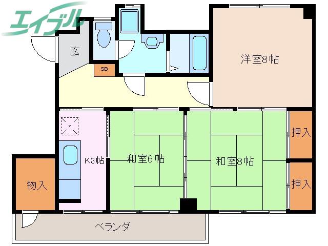 レスピラーレ曙(3DK/1階)の間取り写真