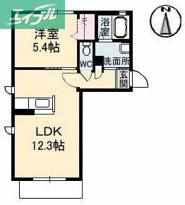 シャーメゾンアマセ(1LDK/1階)の間取り写真
