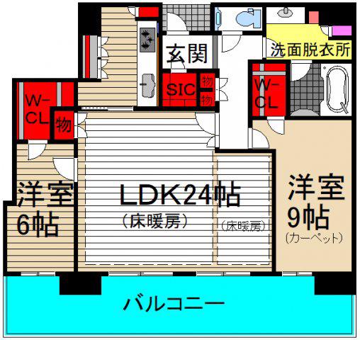 ザ・パークハウス中之島タワー(2LDK/51階)の間取り写真