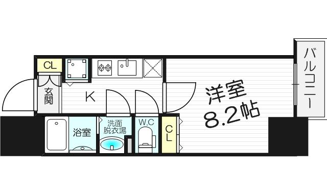 レジュールアッシュ梅田LUXE(1K/7階)の間取り写真