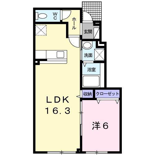 クラール・ヒルズI(1LDK/1階)の間取り写真