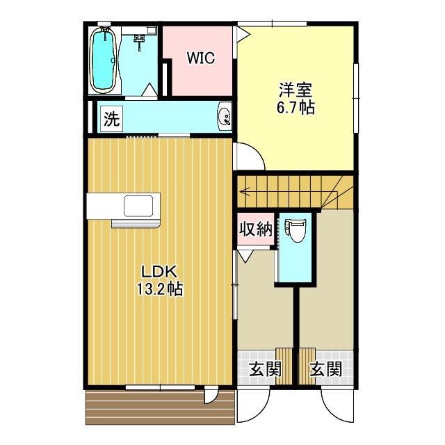 ブエナビスタC(1LDK/1階)の間取り写真