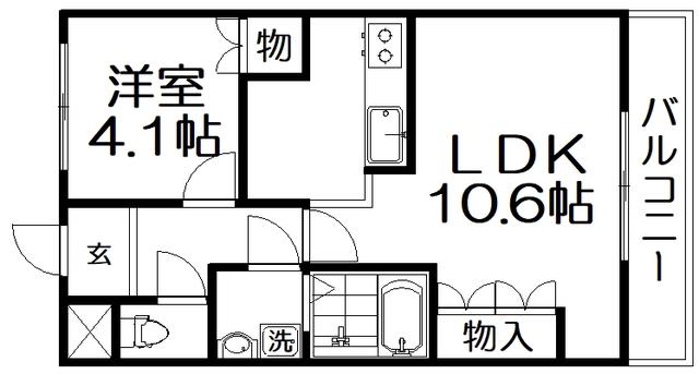 メゾン・ベルヴェデーレ(1LDK/1階)の間取り写真