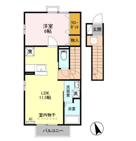 シェルメゾンA(1LDK/2階)の間取り写真