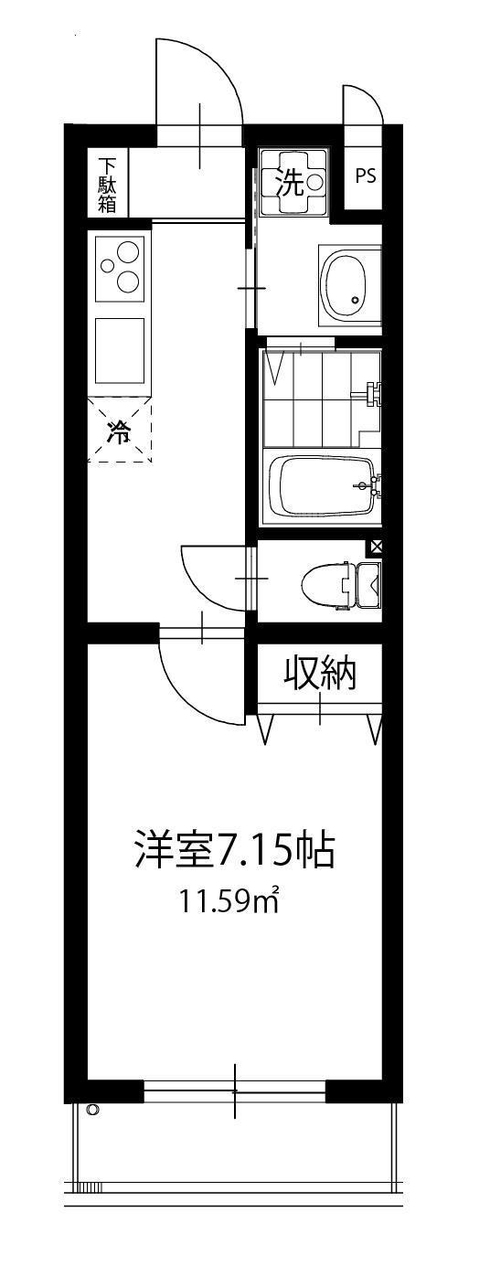 志幸88BIBIAN(1K/3階)の間取り写真