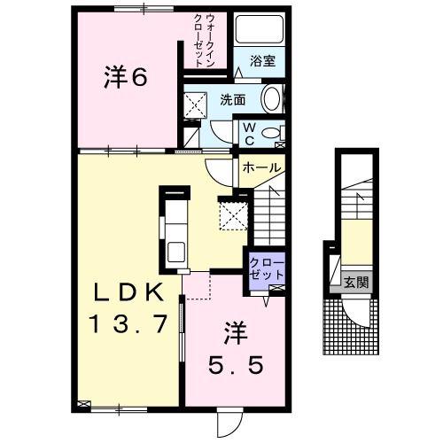 ラフレシール(2LDK/2階)の間取り写真