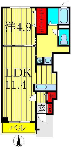 ブライトスクエア(1LDK/1階)の間取り写真
