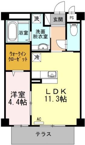 セレーナ沖浜(1LDK/1階)の間取り写真