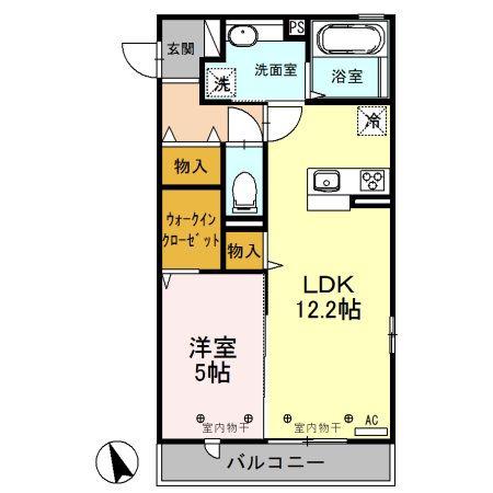 新潟県南魚沼市 3階建 築6年(1LDK/3階)の間取り写真