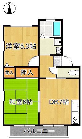 ステーブルハイツ鬼津(2DK/2階)の間取り写真